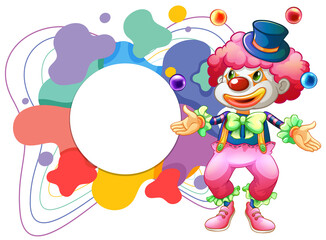 Obraz na płótnie Canvas Cute clown with blank colouful frame banner