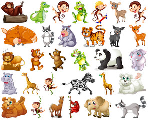 Fototapeta premium Set of animal cartoon character