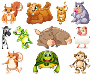 Set of animal cartoon character