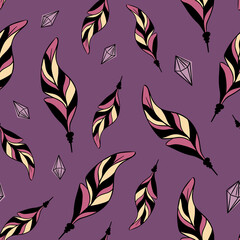 Vector seamless pattern with boho dreamcatchers. Flat style