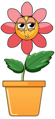 A flower cartoon character on white background