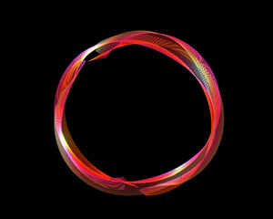 Red Wave Lines Pattern Circle Frame Abstract Background. Isolated. Brush Stroke. Vector