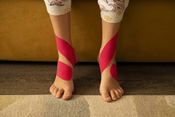 Physiotherapy treatment of knee injury 
With correction tape for improve kids walk and muscle posture 
