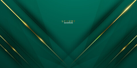 green abstract background decorated with luxury golden lines vector illustration © HNKz