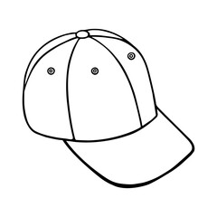 Vector hand drawn baseball hat outline doodle icon. Baseball cap sketch