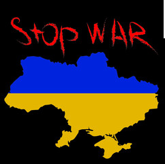 Stop the war in Ukraine

Poster The territory of the state of Ukraine on a black background