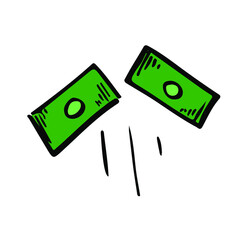 Us dollar bucks banknote sketch vector illustration. Financial crisis, sanctions policy hand drawn element. Investment risk market icon.