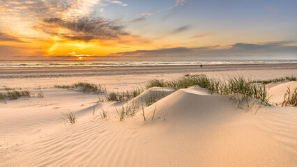 Beach and dunes colorful sunset © creativenature.nl