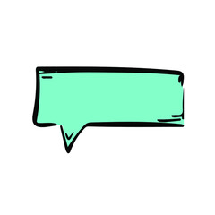 Modern cartoon speech bubble in rectangular shape sketch icon. Hand-drawn conversational doodle, dialog sign, vector illustration set, chat message
