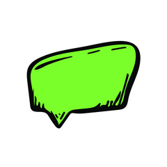 Modern cartoon speech bubble box in abstract shape sketch icon. Hand-drawn conversational doodle, dialog sign, vector illustration set, chat message