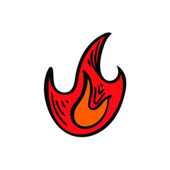 Fire symbol. Sketch hand drawn icon for design. Flame symbol, spicy hot element. Danger symbol