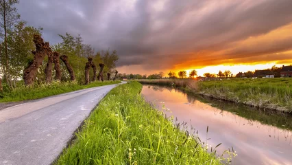 Fotobehang Lavendel Polder Countryside Landscape in Groningen  © creativenature.nl