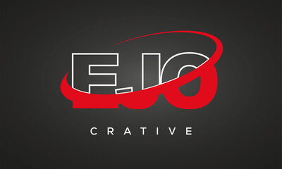 EJO creative letters logo with 360 symbol vector art template design