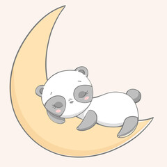 Vector illustration of a cute panda. The animals are sleeping.