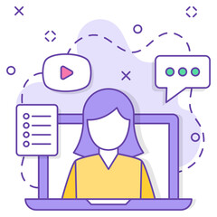 Remote Worker Concept,  Lady Boss vector color icon design, business corporation symbol, Joint partnerships Sign, Sales and Marketing management stock illustration