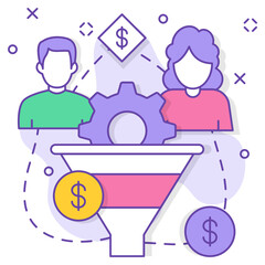 lead generation process Concept,  outbound campaigns vector color icon design, business corporation symbol, Joint partnerships Sign, Sales and Marketing management stock illustration