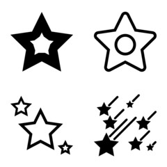 Stars Flat Icon Set Isolated On White Background