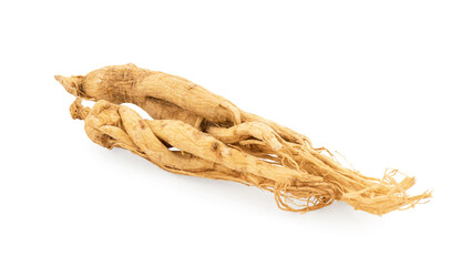 Ginseng or Panax ginseng isolated on white background with clipping path.