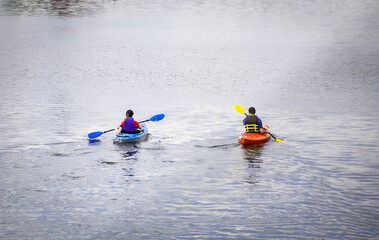 Fototapeta na wymiar Kayaking in the river