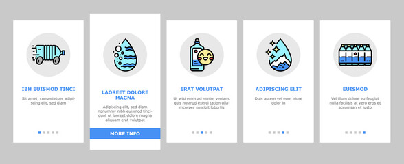 Water Delivery Service Business Onboarding Mobile App Page Screen Vector. Water Delivery Service Worker Delivering Drink At Home , Online Ordering In Smartphone Application On Web Site. Illustrations