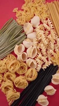 Vertical video: Pasta and spaghetti in a plate