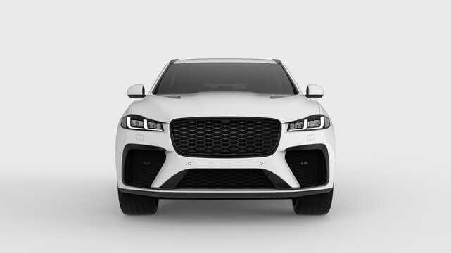 Mockup Sport suv car similar to Jaguar F-Pace SVR isolated on white background front view