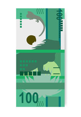 Aruban Florin Vector Illustration. Aruba, Netherlands money set bundle banknotes. Paper money 100 AWG. Flat style. Isolated on white background. Simple minimal design.