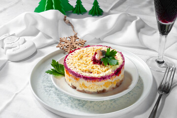 Salad festive for the New Year's table.