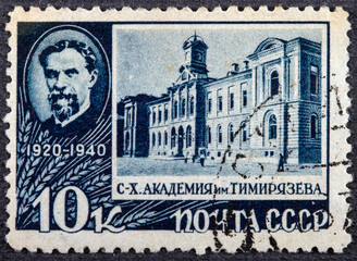 RUSSIA - CIRCA 1940: stamp printed by Russia, shows Kliment Timiryazev - Russian naturalist,...