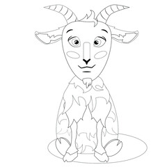 Home farm, goat. Children's coloring book for the youngest. 