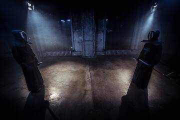 kendo. fighter getting ready for a fight