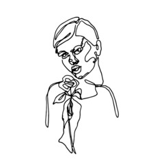 Line art illustration of young woman