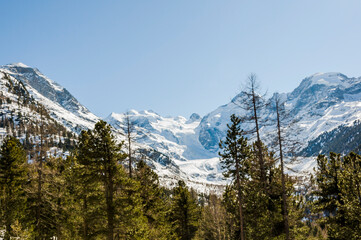 Bernina, Morteratsch, Gletscher, Val Bernina, Berninapass, Piz Bernina, Engadin, Oberengadin, Gletscherweg, Alpen, Graubünden, Winter, Schweiz