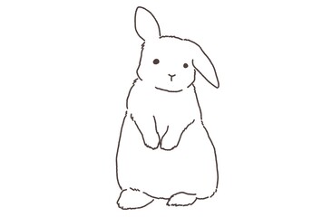 うさぎのシンプルな線画イラスト-単品10