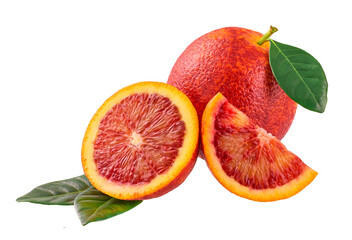 ripe blood sicilian orange isolated on white background full depth of field.