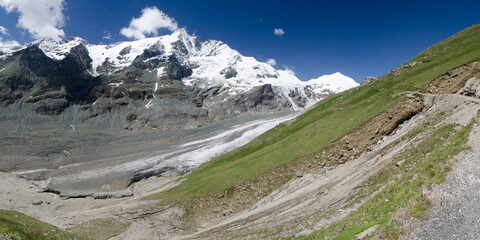 Alpine landscape with Grossglockner peak and Pasterzee glacier