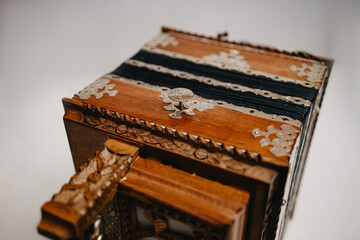 Close-up accordion on a white background