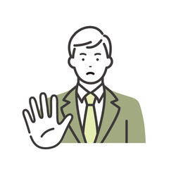 スーツ姿の若いビジネスマン　拒否するポーズ