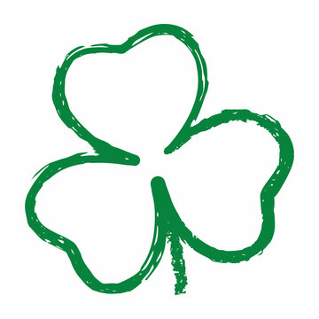 recommend clip art: Green shamrock. Single emerald clover on a white background isolated. A symbol of Ireland. Hand drawn vector element for St. Patrick's Day design