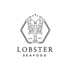 Lobster Claw Seafood Circular logo design inspiration hexagon frame label