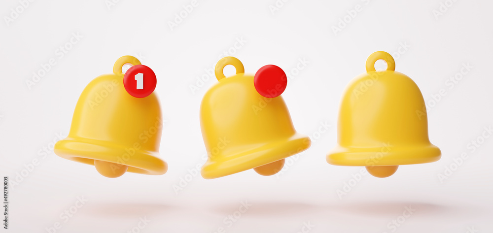 Poster set of bell reminder notification alert or alarm icon sign or symbol for application website ui on w