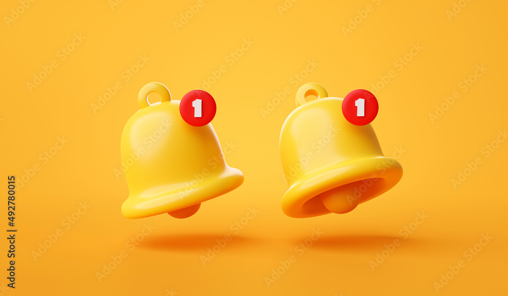 Poster set of bell reminder notification alert or alarm icon sign or symbol for application website ui on y