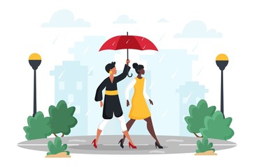 Women walking with umbrella