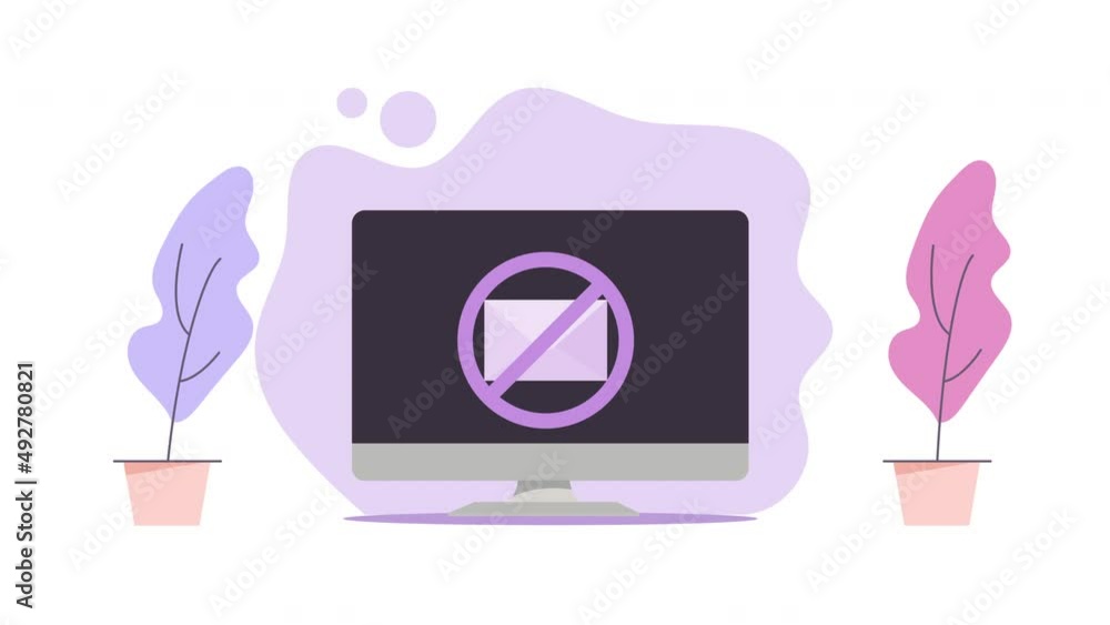 Poster stop email icon on deskop screen animation concept.4k motion animation