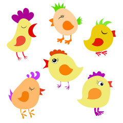 A collection of cute chicks icons