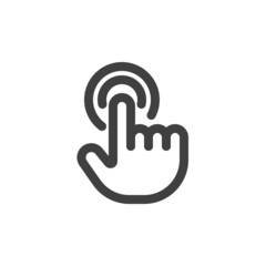 Finger tap button line icon