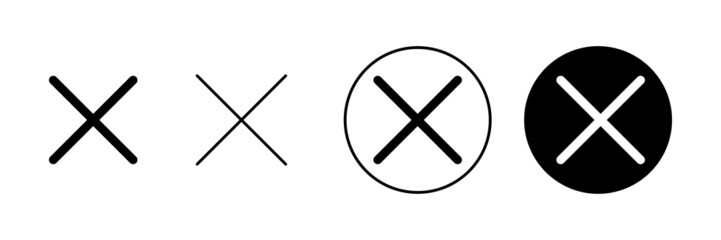 Close icons set. Delete sign and symbol. cross sign