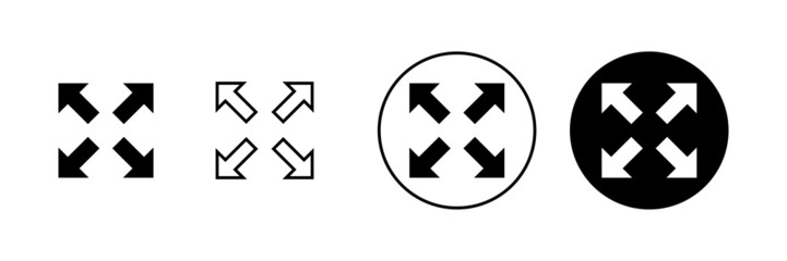 Fullscreen Icon set. Expand to full screen sign and symbol. Arrows symbol