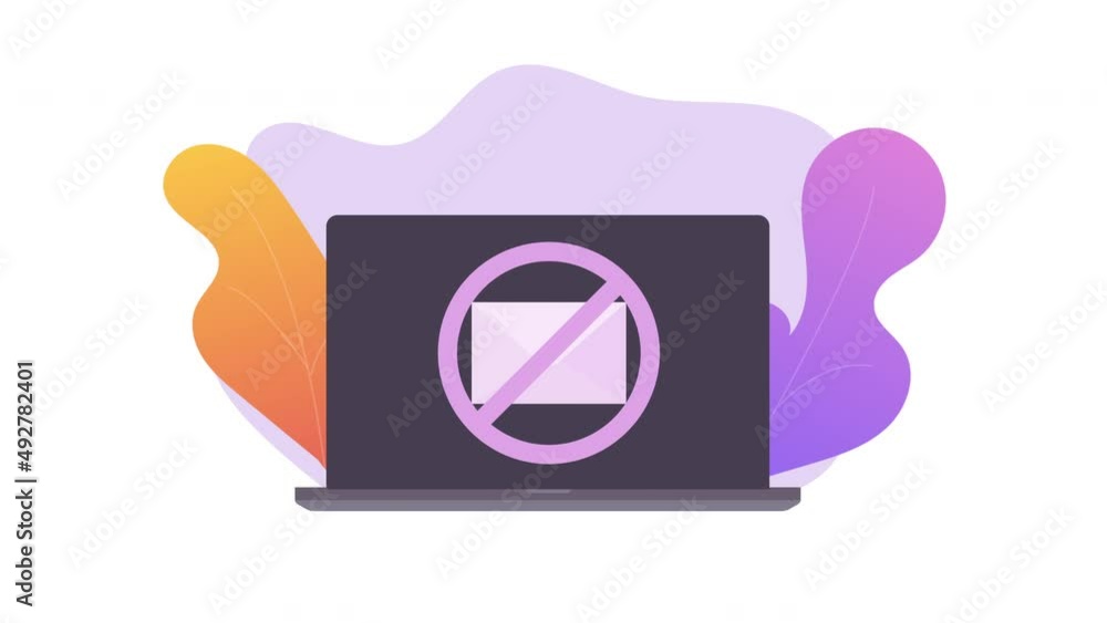 Poster stop email icon on laptop screen animation concept.4k motion animation