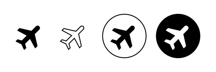 Plane icons set. Airplane sign and symbol. Flight transport symbol. Travel sign. aeroplane